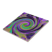 カッコいいレトロパープルとチャートルーズ液体アートスワール タイル (側面)