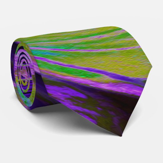 カッコいいレトロパープルとチャートルーズ液体アートスワール ネクタイ (ロール)