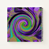 カッコいいレトロパープルとチャートルーズ液体アートスワール ノートブック (裏面)