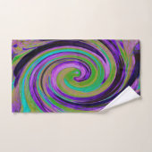 カッコいいレトロパープルとチャートルーズ液体アートスワール バスタオルセット (ハンドタオル)