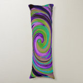カッコいいレトロパープルとチャートルーズ液体アートスワール ボディピロー (正面縦)