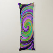 カッコいいレトロパープルとチャートルーズ液体アートスワール ボディピロー (裏面 (縦))