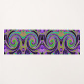 カッコいいレトロパープルとチャートルーズ液体アートスワール ヨガマット (正面(横))
