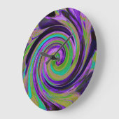 カッコいいレトロパープルとチャートルーズ液体アートスワール ラージ壁時計 (傾斜)