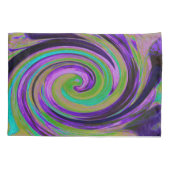 カッコいいレトロパープルとチャートルーズ液体アートスワール 枕カバー (裏面)