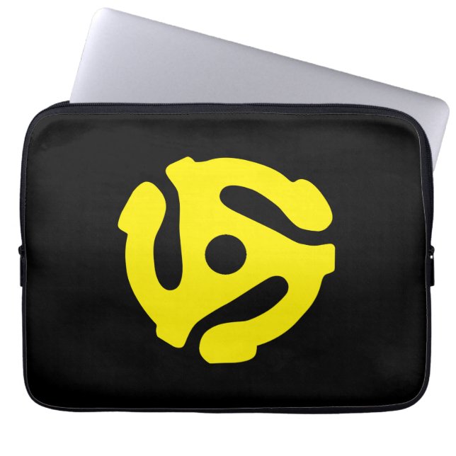 カッコいいレトロヴィンテージイエロー45スペーサグラフィック ラップトップスリーブ (正面)