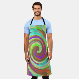 カッコいいレトロ秋カラーズ液体アートスワール絵画ズ エプロン