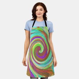 カッコいいレトロ秋カラーズ液体アートスワール絵画ズ エプロン