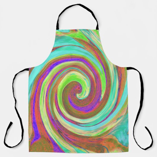 カッコいいレトロ秋カラーズ液体アートスワール絵画ズ エプロン (正面)
