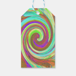 カッコいいレトロ秋カラーズ液体アートスワール絵画ズ ギフトタグ