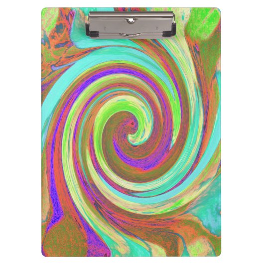 カッコいいレトロ秋カラーズ液体アートスワール絵画ズ クリップボード (正面)