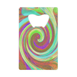 カッコいいレトロ秋カラーズ液体アートスワール絵画ズ クレジットカード栓抜き