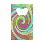 カッコいいレトロ秋カラーズ液体アートスワール絵画ズ クレジットカード栓抜き (裏面)