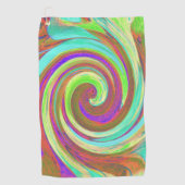 カッコいいレトロ秋カラーズ液体アートスワール絵画ズ ゴルフタオル (正面)