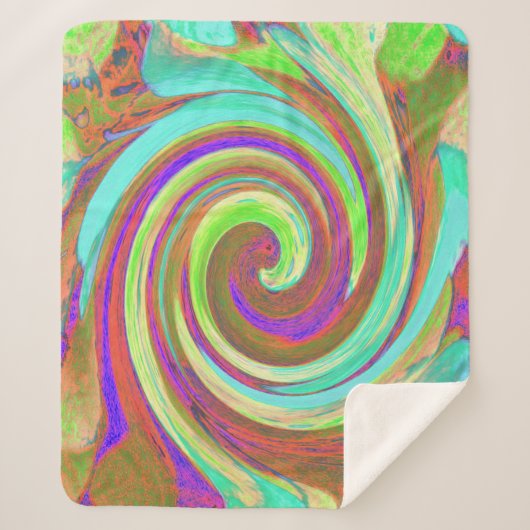 カッコいいレトロ秋カラーズ液体アートスワール絵画ズ シェルパブランケット (正面)