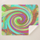 カッコいいレトロ秋カラーズ液体アートスワール絵画ズ シェルパブランケット (正面(横))