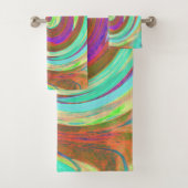 カッコいいレトロ秋カラーズ液体アートスワール絵画ズ バスタオルセット (インサイチュ)