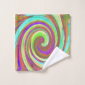 カッコいいレトロ秋カラーズ液体アートスワール絵画ズ バスタオルセット (ウォッシュタオル)