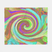 カッコいいレトロ秋カラーズ液体アートスワール絵画ズ フリースブランケット (正面(横))