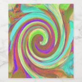 カッコいいレトロ秋カラーズ液体アートスワール絵画ズ ワインラベル (シングルラベル)