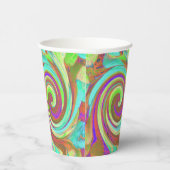 カッコいいレトロ秋カラーズ液体アートスワール絵画ズ 紙コップ (右)