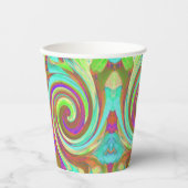 カッコいいレトロ秋カラーズ液体アートスワール絵画ズ 紙コップ (正面)
