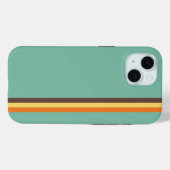 カッコいいレトロ70sティール(緑がかった色)ストライプイエローオレンジブラウン Case-Mate iPhoneケース (裏面 (横))