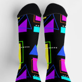 カッコいいレトロ80sネオン図形ヴィンテージ名ファンキー ソックス (上部)