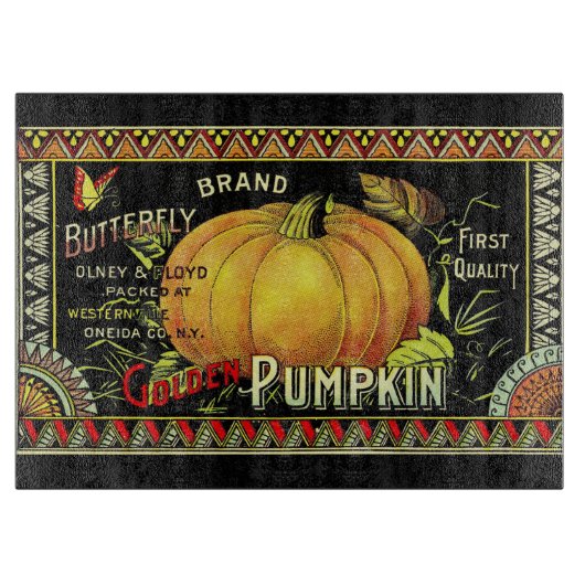 カッコいいヴィンテージカボチャ秋季節 カッティングボード (正面)
