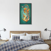 カッコいいヴィンテージカラフルファンタジーファイアドラゴンタトゥー キャンバスプリント (インサイチュ (寝室))
