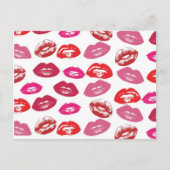 カッコいいヴィンテージガーリーレトロ熱ピンク色の光沢のある唇 ポストカード (正面)