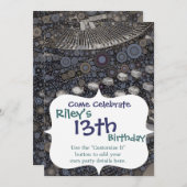 カッコいいヴィンテージタイプライターモダンのデザインアポップ・アートのート 招待状 (正面/裏面)