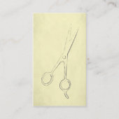 カッコいいヴィンテージテクスチャーの黄色いシザー美容師 名刺 (正面)