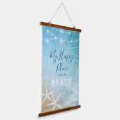 カッコいいヴィンテージブルーティール（緑がかった色）ウォーターカラーアートビーチ 吊り下げ型タペストリー (傾斜あり)