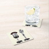 カッコいいヴィンテージマイク スクエアペーパーコースター (インサイチュ)