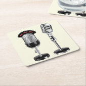 カッコいいヴィンテージマイク スクエアペーパーコースター (アングル)