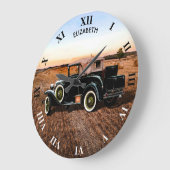 カッコいいヴィンテージレトロ車 ラージ壁時計 (傾斜)