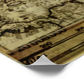 カッコいいヴィンテージ旧世界地図 ポスター (角)