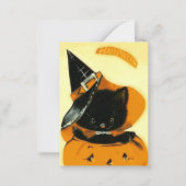 カッコいいヴィンテージ猫の追加文字ハロウィーン ノートカード (正面)