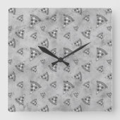カッコいいヴィンテージ白黒灰色 スクエア壁時計 (正面)