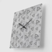 カッコいいヴィンテージ白黒灰色 スクエア壁時計 (傾斜)