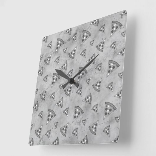 カッコいいヴィンテージ白黒灰色 スクエア壁時計 (傾斜)