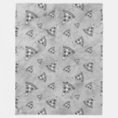 カッコいいヴィンテージ白黒灰色 フリースブランケット (正面)