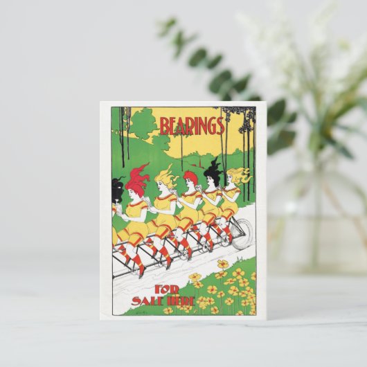 カッコいいヴィンテージ自転車サイクリング旅行ポスター ポストカード (スタンド正面)