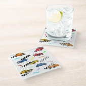 カッコいいヴィンテージ車とクラシック車をすべて1つの場所に ガラスコースター (アングル)