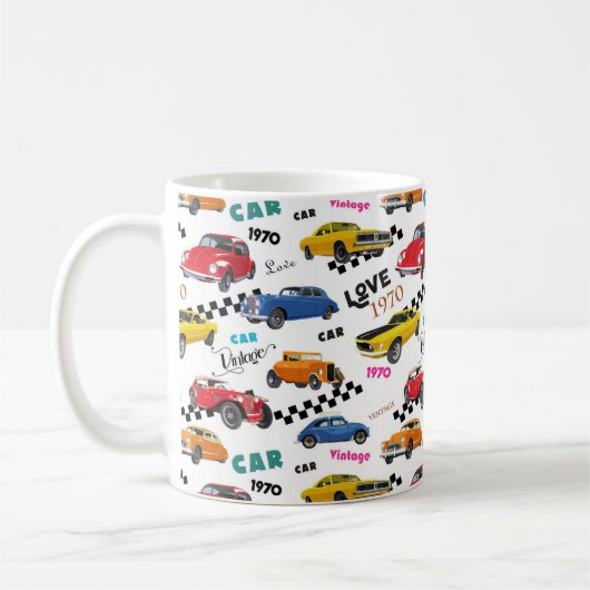 カッコいいヴィンテージ車とクラシック車をすべて1つの場所に コーヒーマグカップ (左)