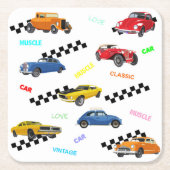 カッコいいヴィンテージ車とクラシック車をすべて1つの場所に スクエアペーパーコースター (正面)