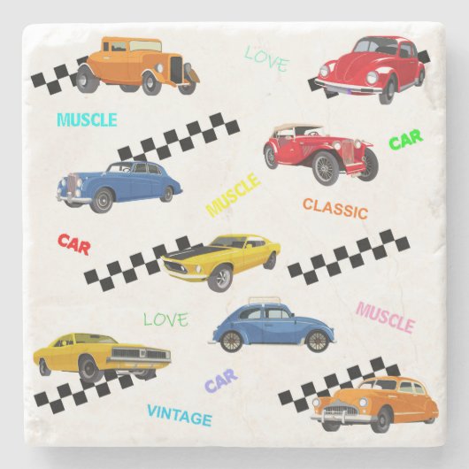カッコいいヴィンテージ車とクラシック車をすべて1つの場所に ストーンコースター (正面)