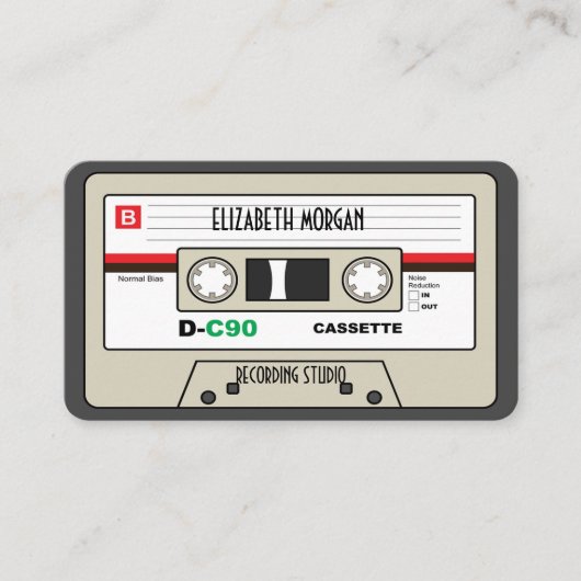 カッコいいヴィンテージ音楽カセットテープ 名刺 (正面)