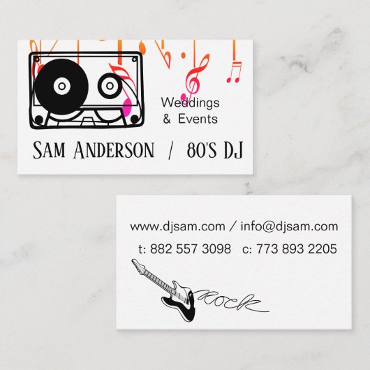 カッコいいヴィンテージ80年代レトロ音楽カセットテおもしろいープ 名刺 (正面/裏面)